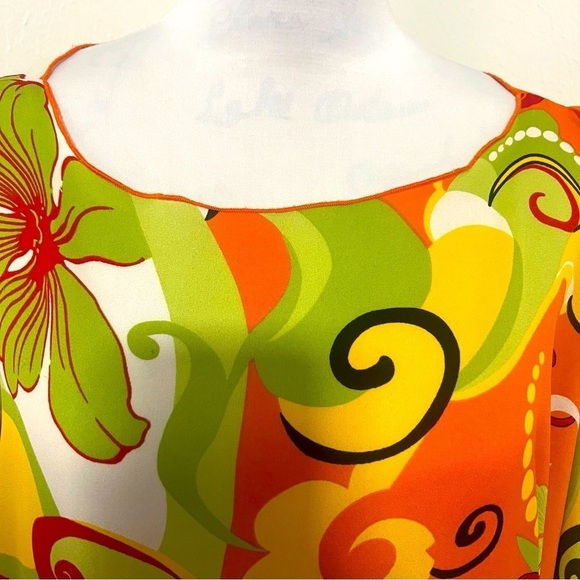 Anthropologie VENESSA XL Abstract Colorful Paisley Cut Shoulder Bell Sleeve EUC - Picture 7 of 12